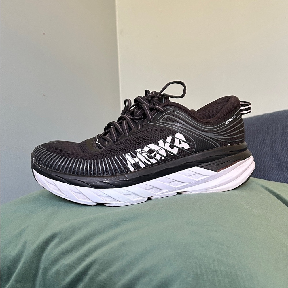 Hoka Bondi 7 Black and White Women’s Running Shoe